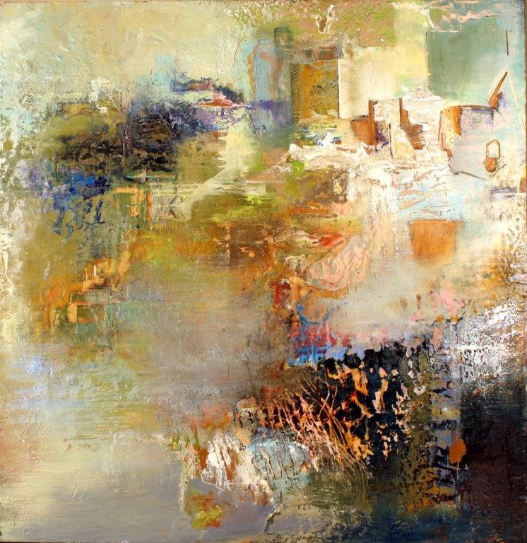 Alan Soffer, A World Apart II, 31 x 31 inches, encaustic and oil on board, not dated