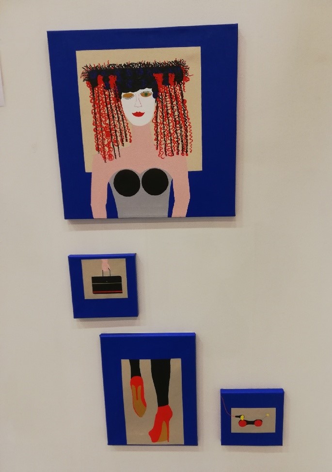 Portrait made out of several canvases