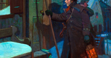 Painting of a man at a door