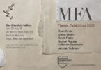 Show Card for MFA Thesis Exhibition 2021 at Blue Mountain Gallery. Information detailed in link