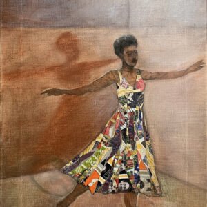 image of a black woam in a colorful midi sleeveless dress with her arms outstretched