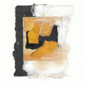 abstract work of collage mixed media with black, brown and grey