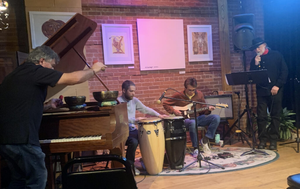 Funk Physics at the Buttonwood Tree. Arshagra, Belliveau, Bosse, McEwen (r to l)