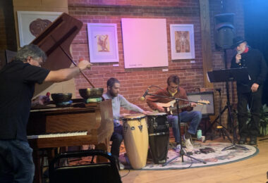 Funk Physics at the Buttonwood Tree. Arshagra, Belliveau, Bosse, McEwen (r to l)